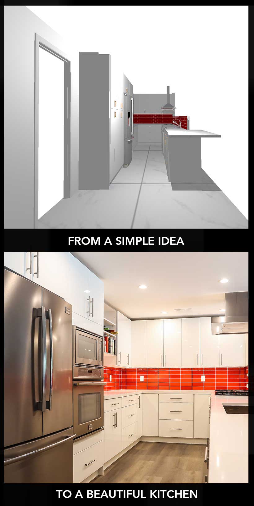 Kitchen Remodeling 3D Design To Completed Project